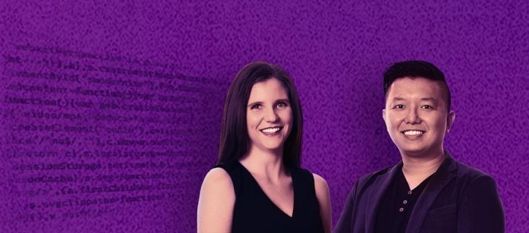 Composite image of a student and academic with data