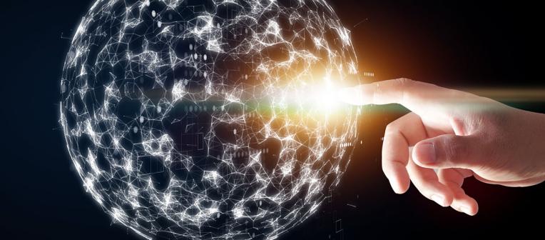 Finger touching ball of data